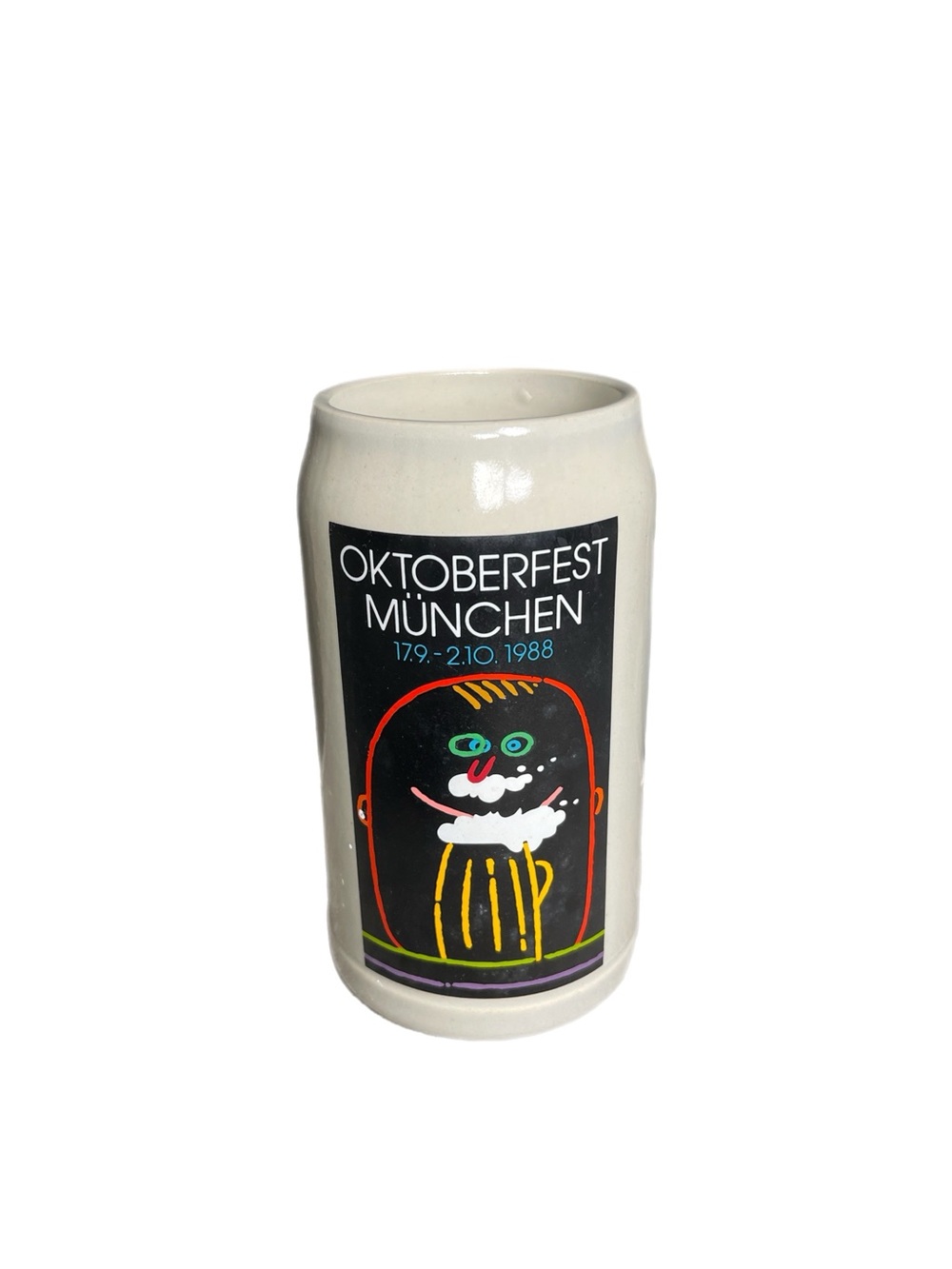 Vintage Ceramic 1988 Munchen German Oktoberfest Beer Stein 1L Glass by T. Piskor